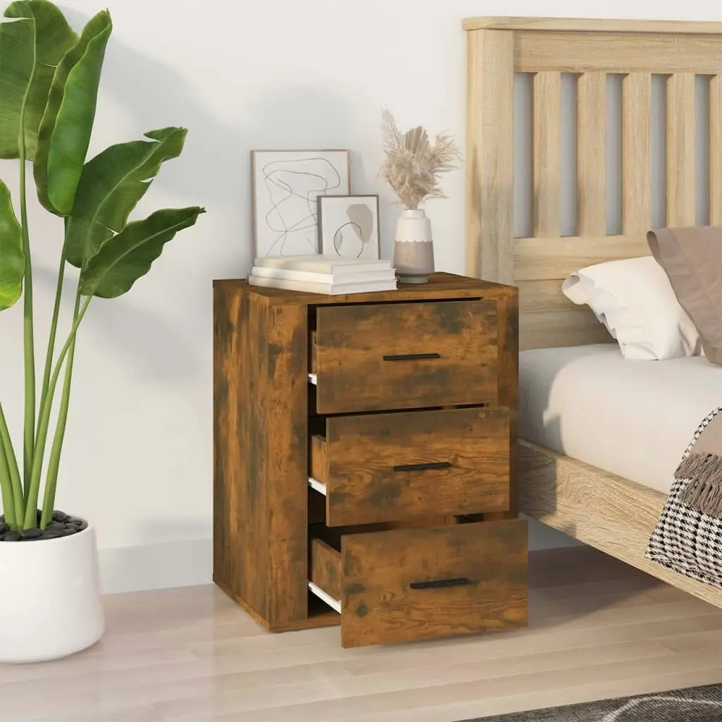 Bedside Cabinet Smoked Oak 50x36x60 cm Engineered Wood 816717