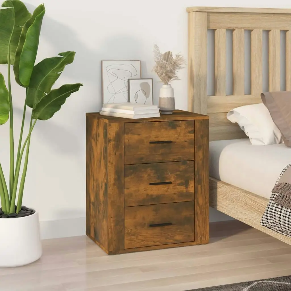 Bedside Cabinet Smoked Oak 50x36x60 cm Engineered Wood 816717