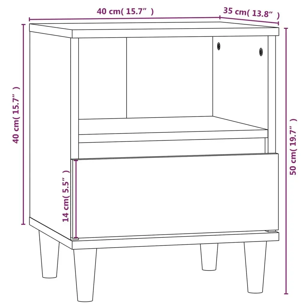 Bedside Cabinet Smoked Oak 40x35x50 cm 821804