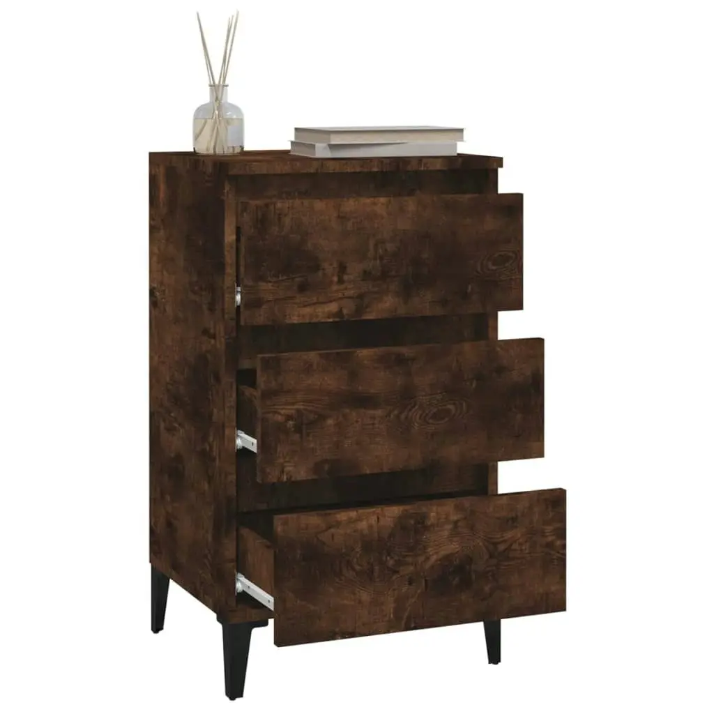 Bedside Cabinet Smoked Oak 40x35x70 cm Engineered Wood 819673