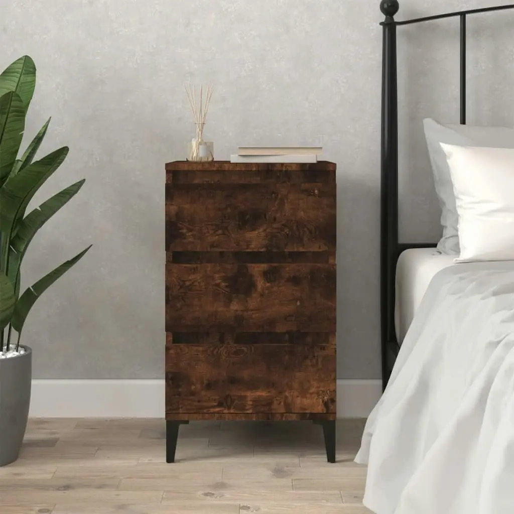 Bedside Cabinet Smoked Oak 40x35x70 cm Engineered Wood 819673