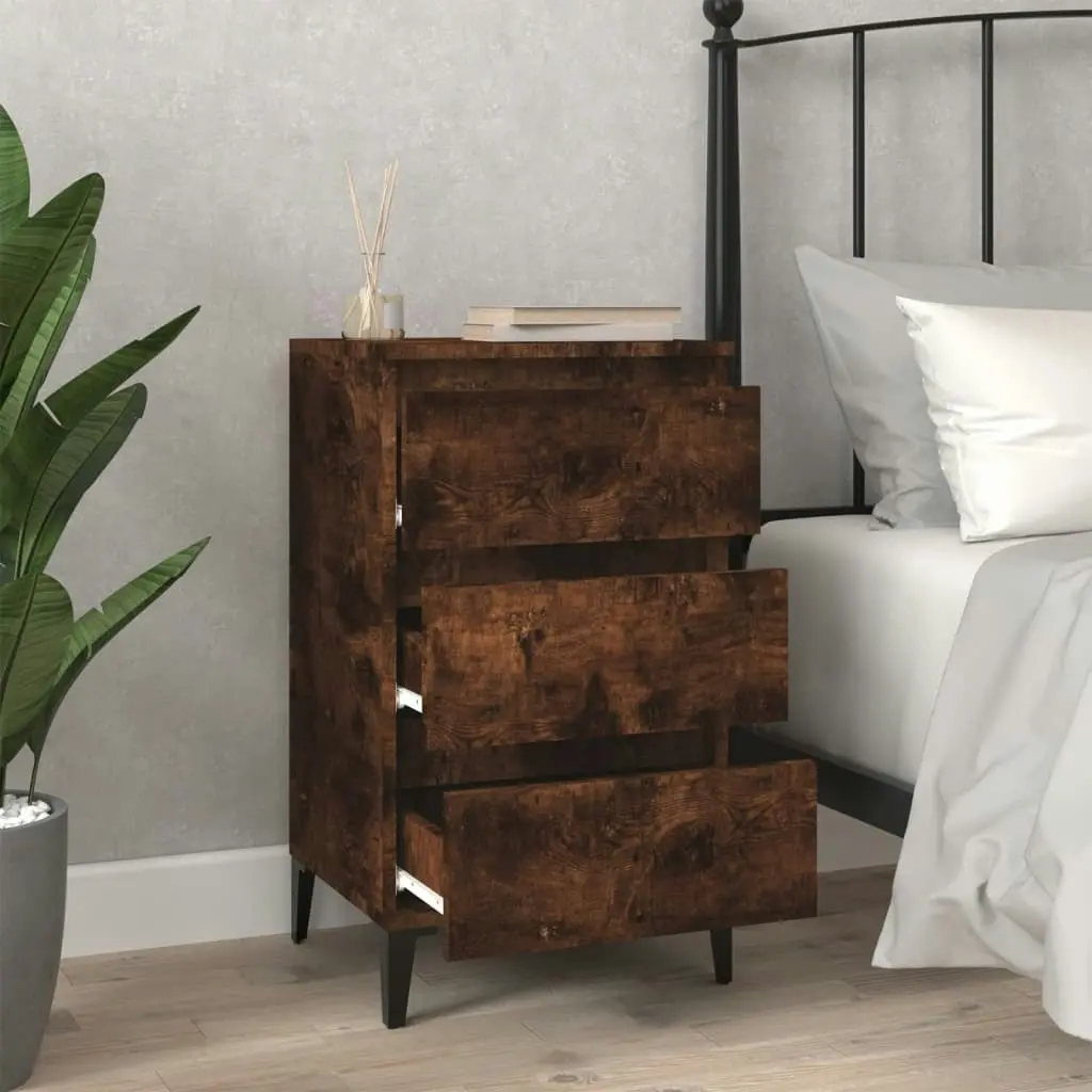 Bedside Cabinet Smoked Oak 40x35x70 cm Engineered Wood 819673