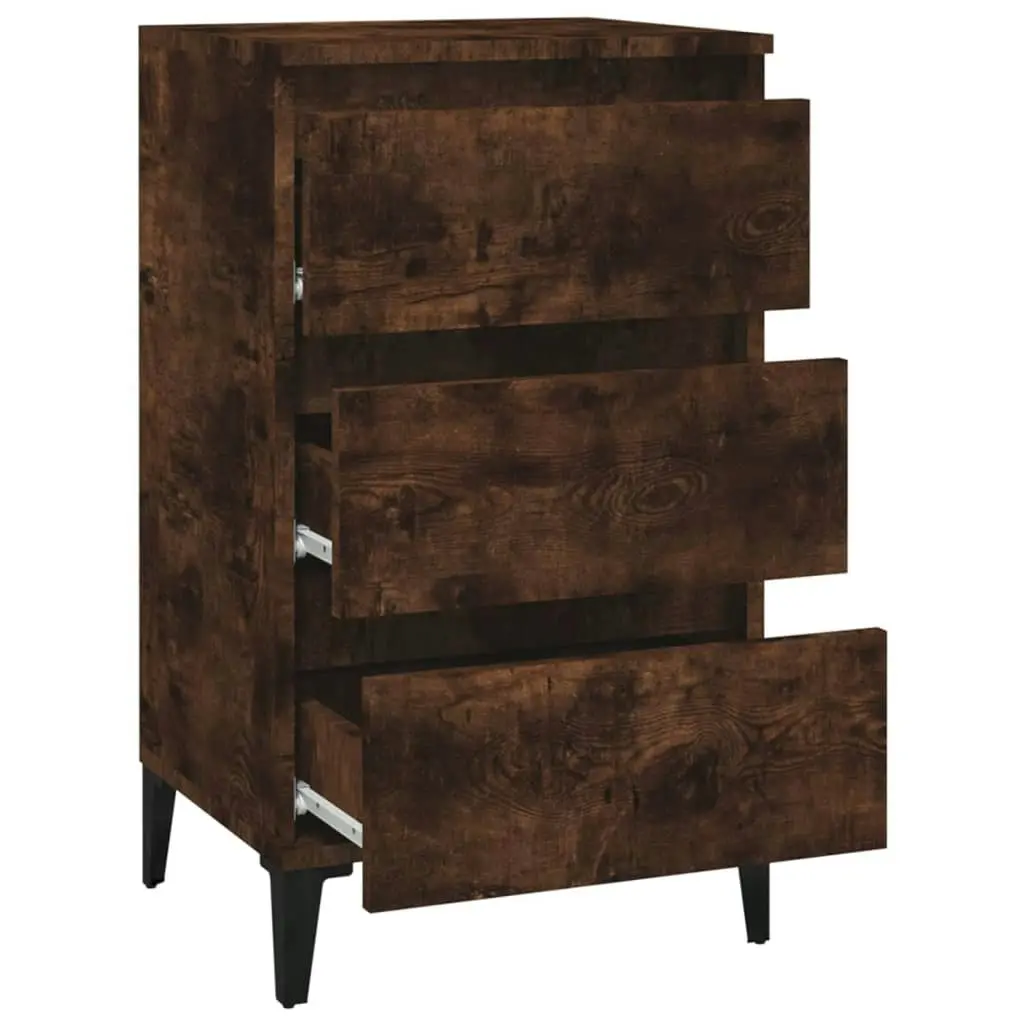 Bedside Cabinet Smoked Oak 40x35x70 cm Engineered Wood 819673