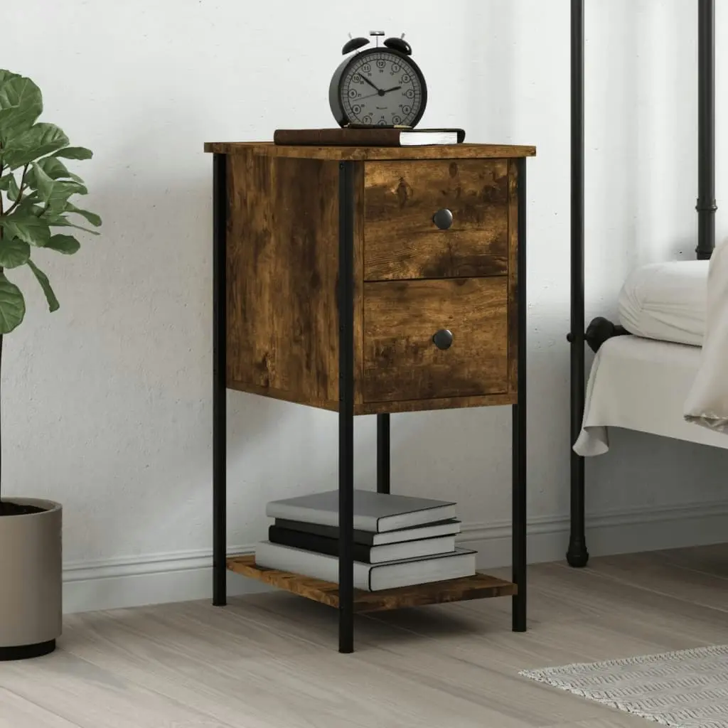 Bedside Cabinet Smoked Oak 32x42x70 cm Engineered Wood 826097