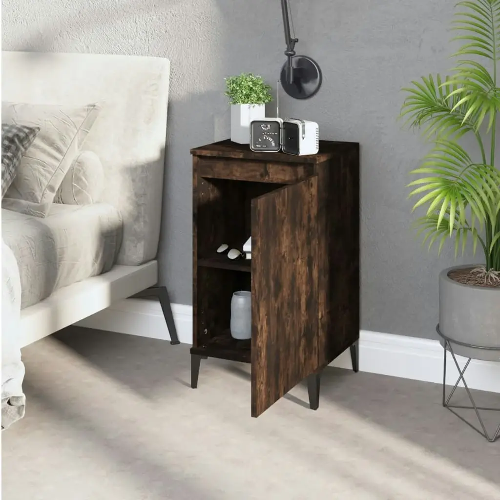 Bedside Cabinet Smoked Oak 40x35x70 cm Engineered Wood 819654