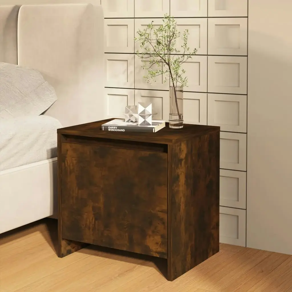 Bedside Cabinet Smoked Oak 45x34x44.5 cm Engineered Wood 813044