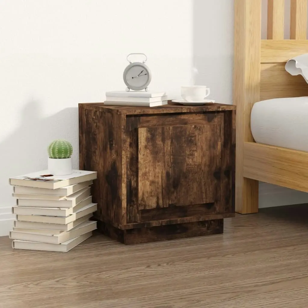 Bedside Cabinet Smoked Oak 44x35x45 cm Engineered Wood 819846