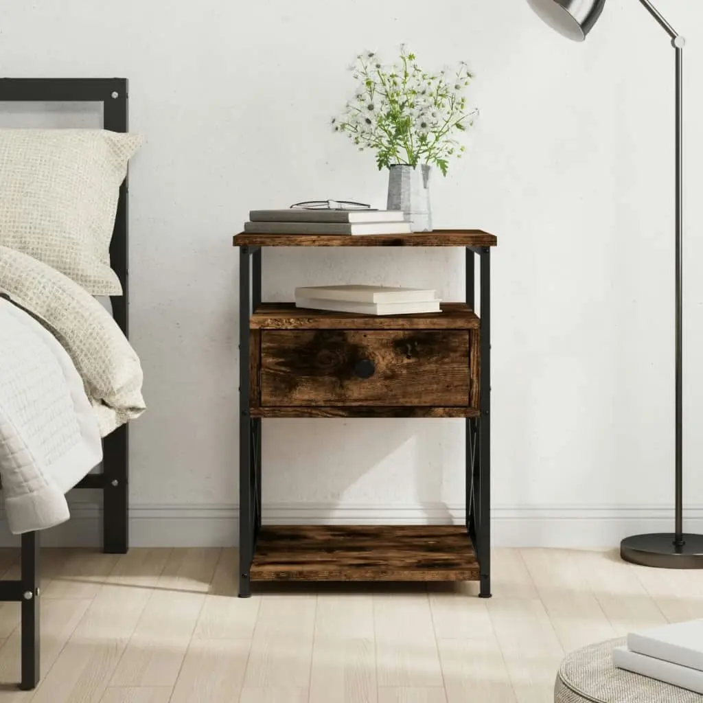 Bedside Cabinet Smoked Oak 40x42x55 cm Engineered Wood 826077