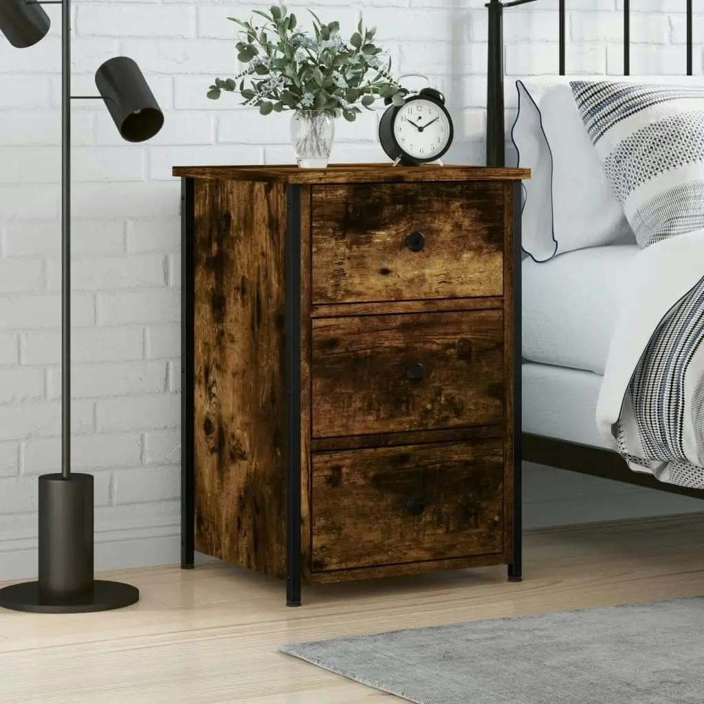 Bedside Cabinet Smoked Oak 40x36x60 cm Engineered Wood 825997