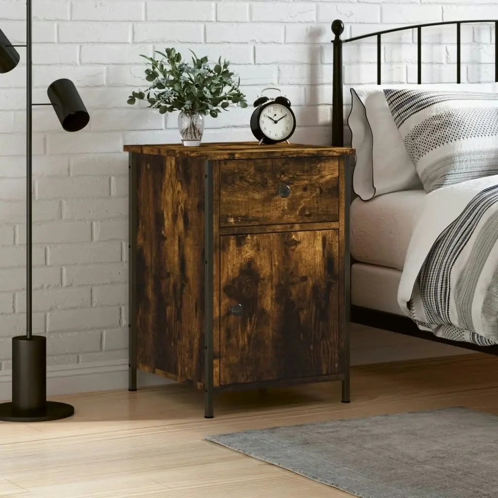 Bedside Cabinet Smoked Oak 40x42x60 cm Engineered Wood 825907