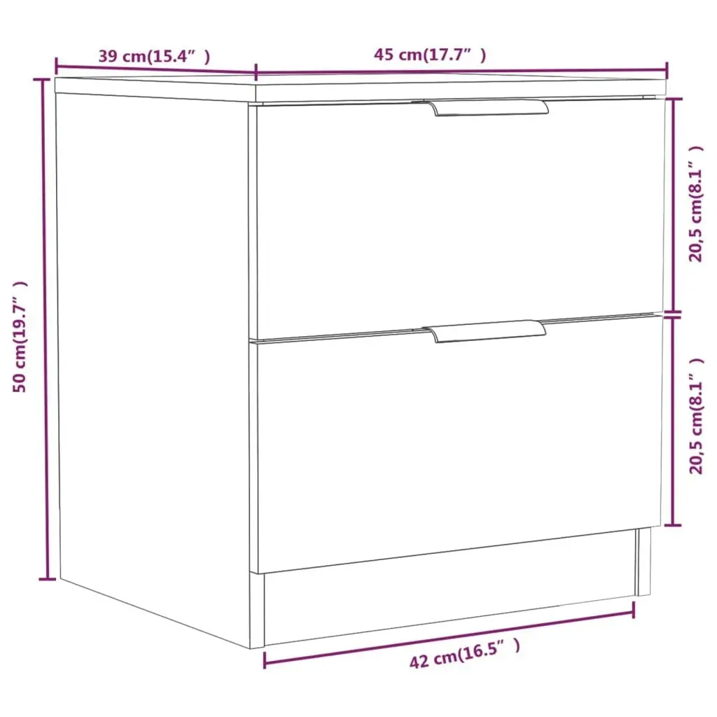 Bedside Cabinet Smoked Oak Engineered Wood 817033