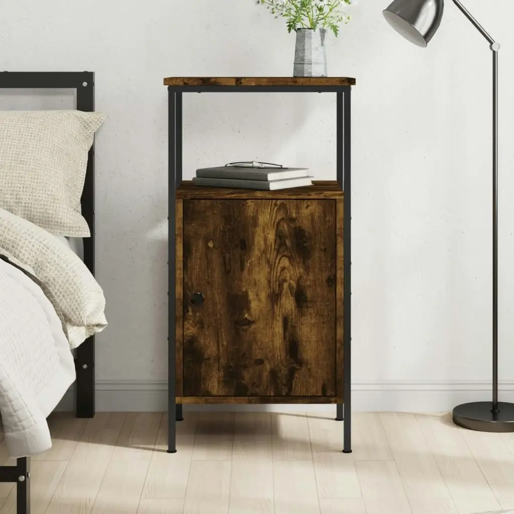 Bedside Cabinet Smoked Oak 41x31x80 cm Engineered Wood 825927