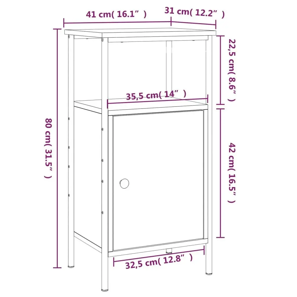 Bedside Cabinet Smoked Oak 41x31x80 cm Engineered Wood 825927