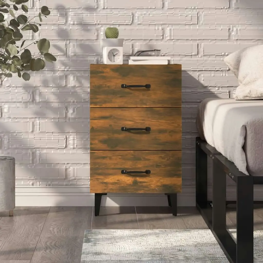 Bedside Cabinet Smoked Oak 40x40x66 cm Engineered Wood 817324