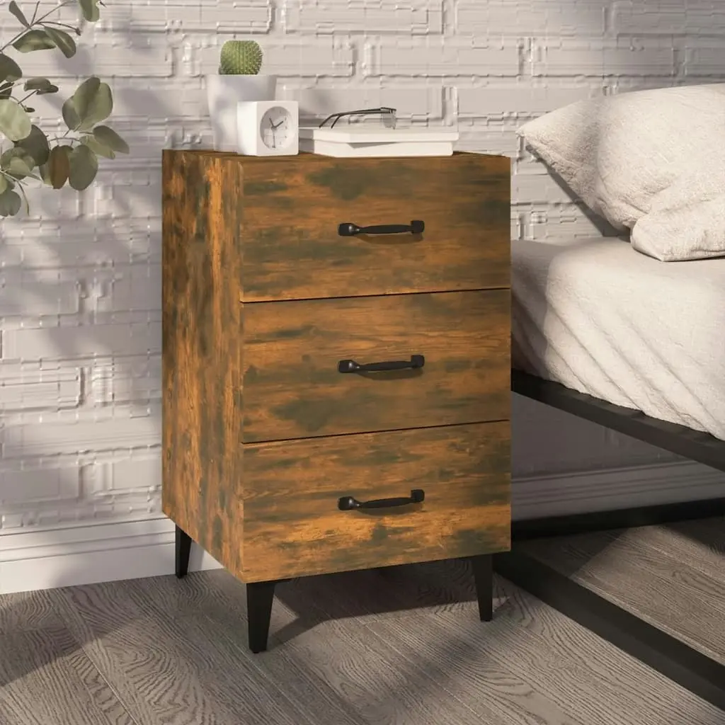 Bedside Cabinet Smoked Oak 40x40x66 cm Engineered Wood 817324