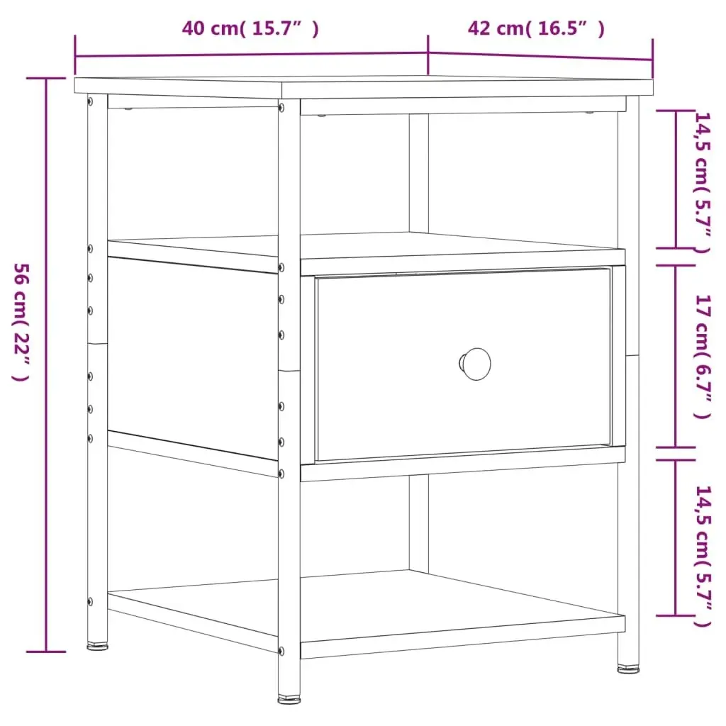 Bedside Cabinet Grey Sonoma 40x42x56 cm Engineered Wood 826029