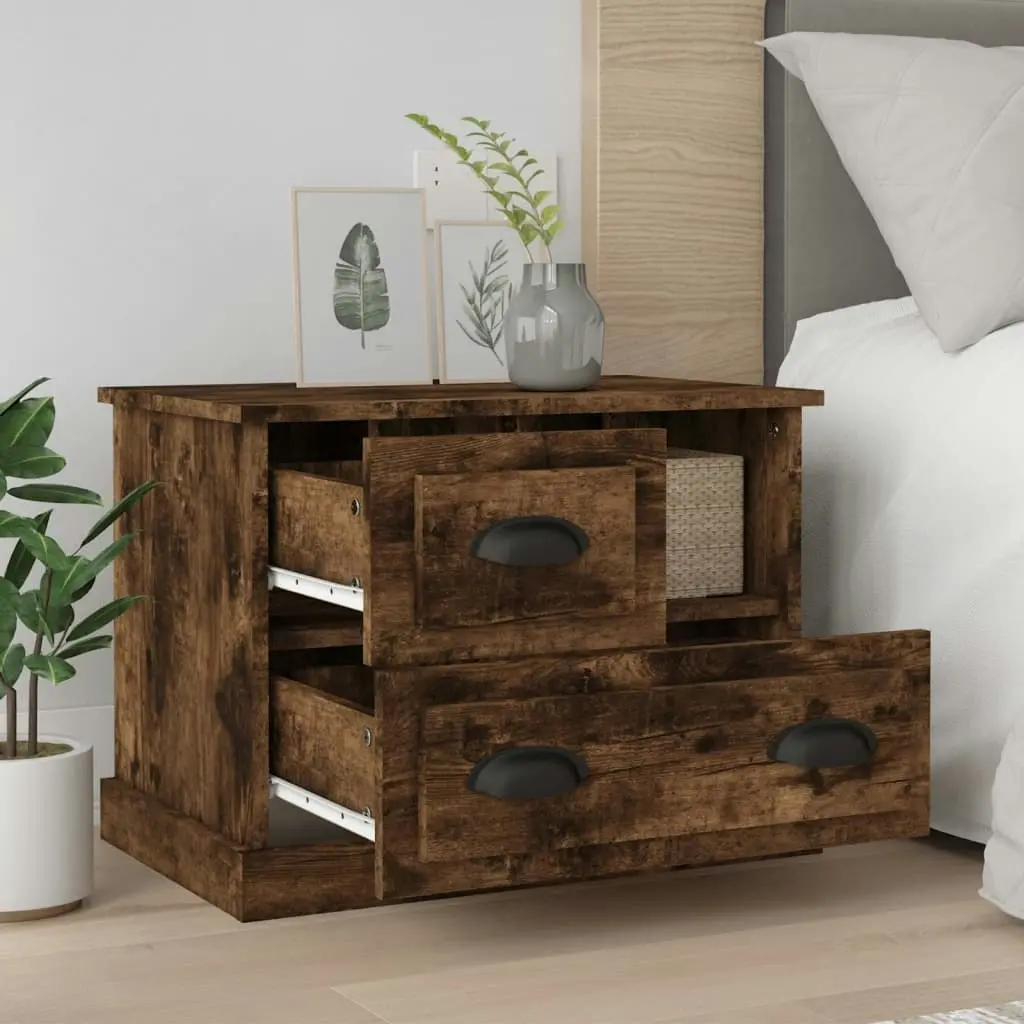 Bedside Cabinet Smoked Oak 60x39x45 cm 816365