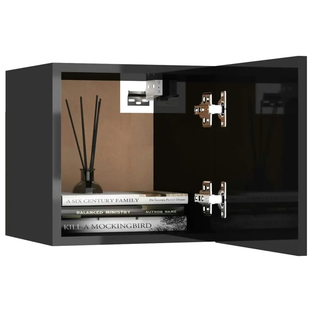 Bedside Cabinet High Gloss Black 30.5x30x30 cm Engineered Wood 3079727