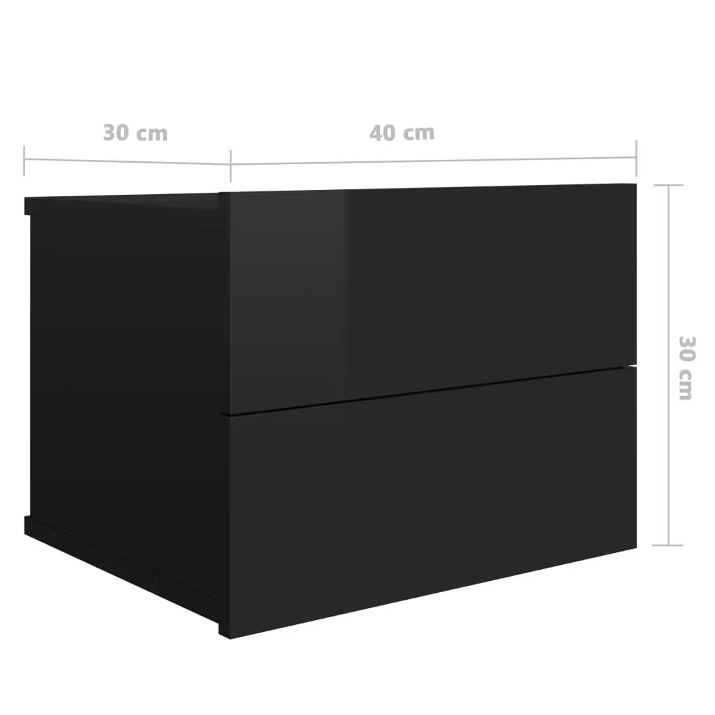 Bedside Cabinet High Gloss Black 40x30x30 cm Engineered Wood 801067