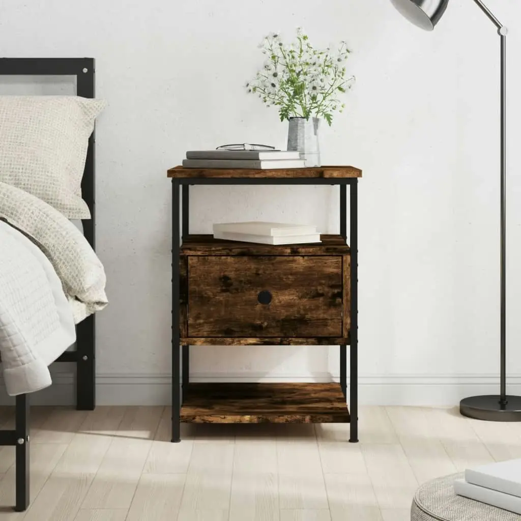 Bedside Cabinet Smoked Oak 40x42x56 cm Engineered Wood 826027