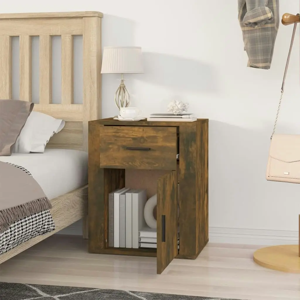 Bedside Cabinet Smoked Oak 50x36x60 cm Engineered Wood 816725