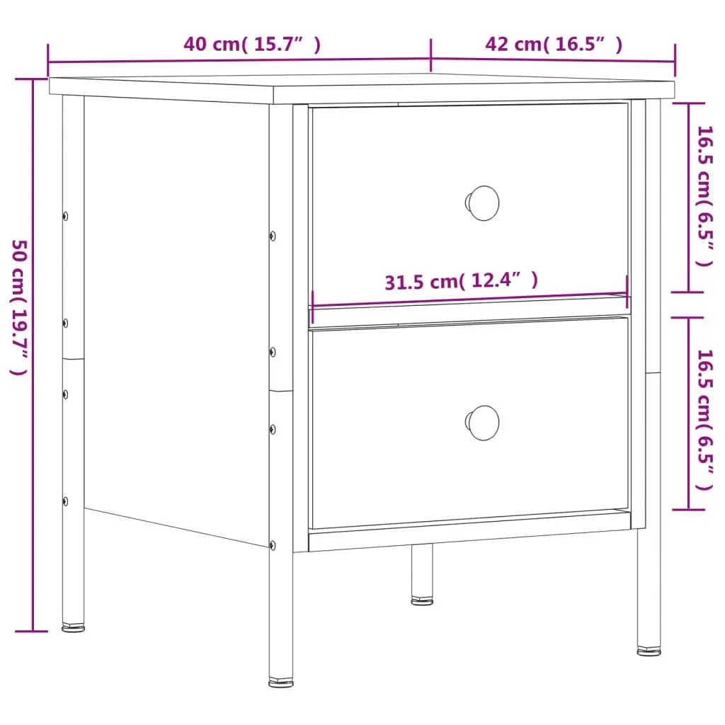 Bedside Cabinet Smoked Oak 40x42x50 cm Engineered Wood 825987