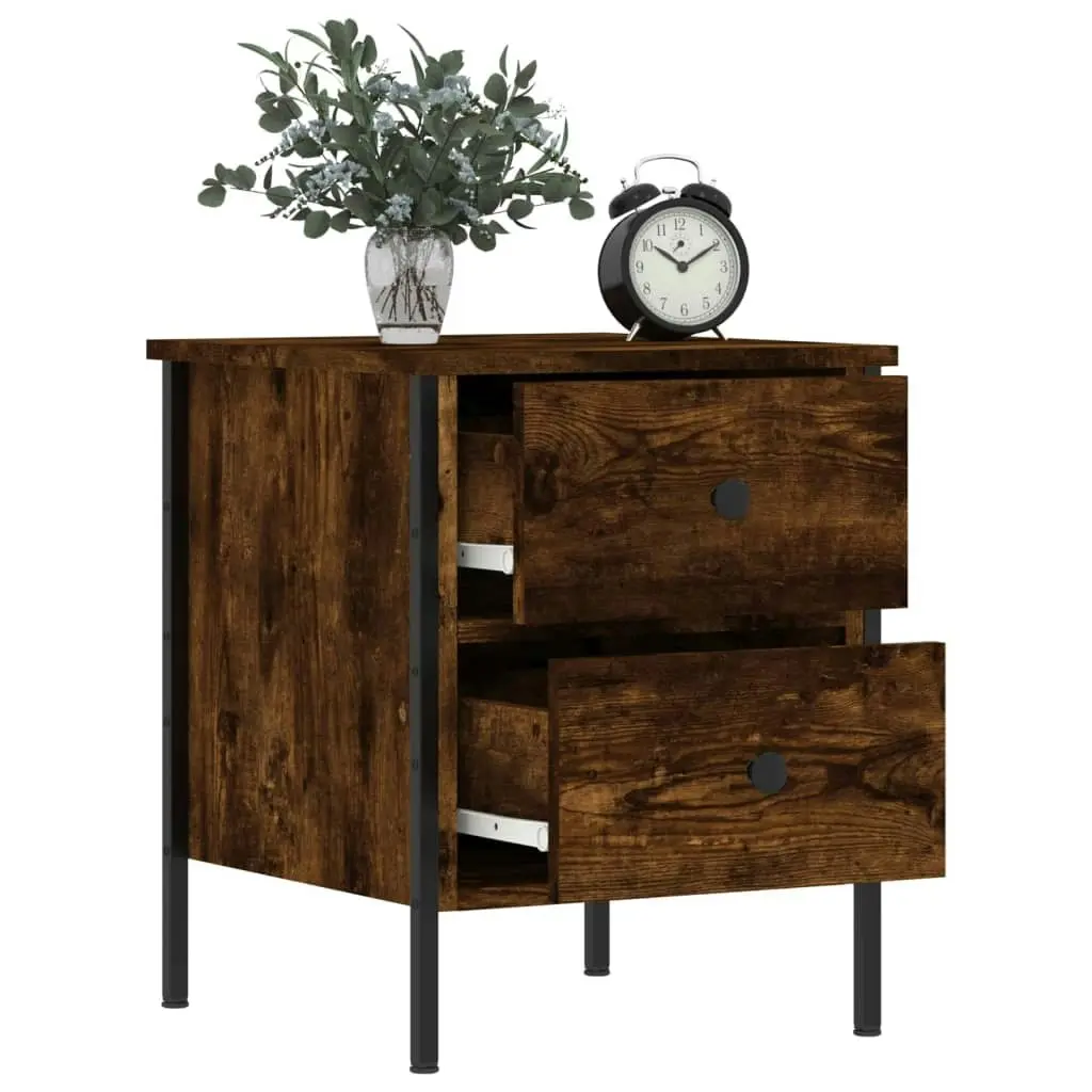 Bedside Cabinet Smoked Oak 40x42x50 cm Engineered Wood 825987