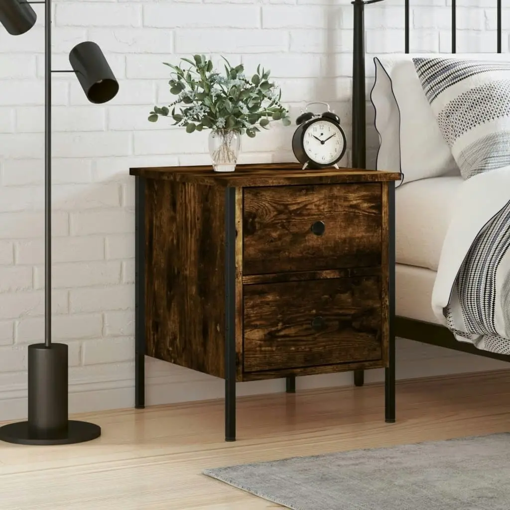 Bedside Cabinet Smoked Oak 40x42x50 cm Engineered Wood 825987