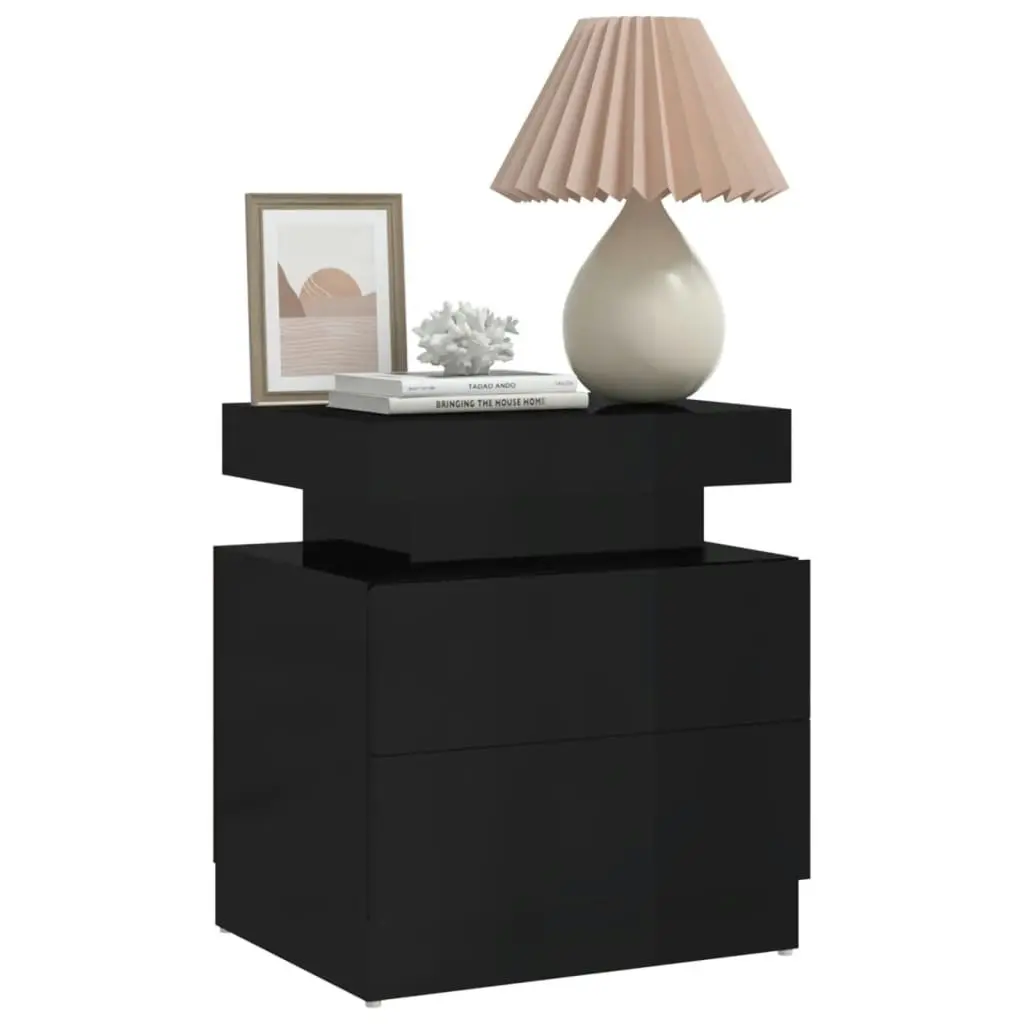 Bedside Cabinet High Gloss Black 45x35x52 cm Engineered Wood 326856