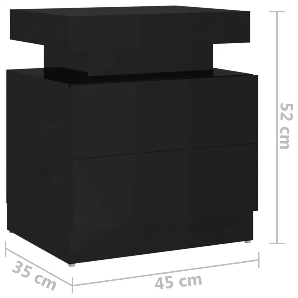 Bedside Cabinet High Gloss Black 45x35x52 cm Engineered Wood 326856