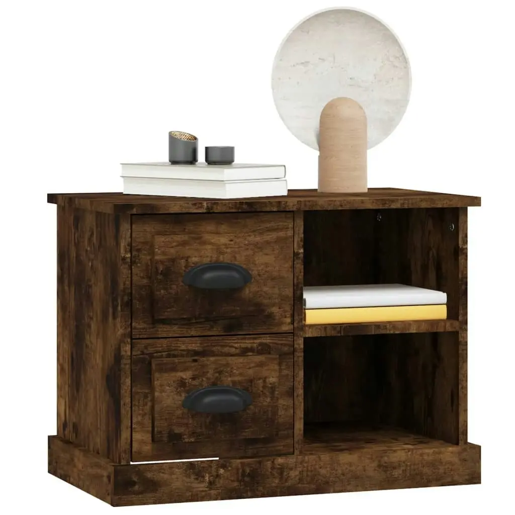 Bedside Cabinet Smoked Oak 60x35.5x45 cm 816373