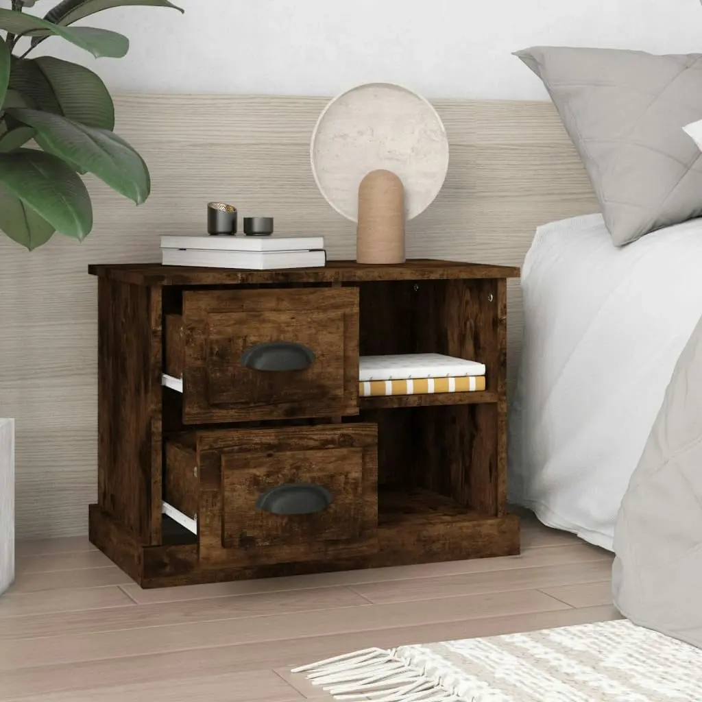 Bedside Cabinet Smoked Oak 60x35.5x45 cm 816373