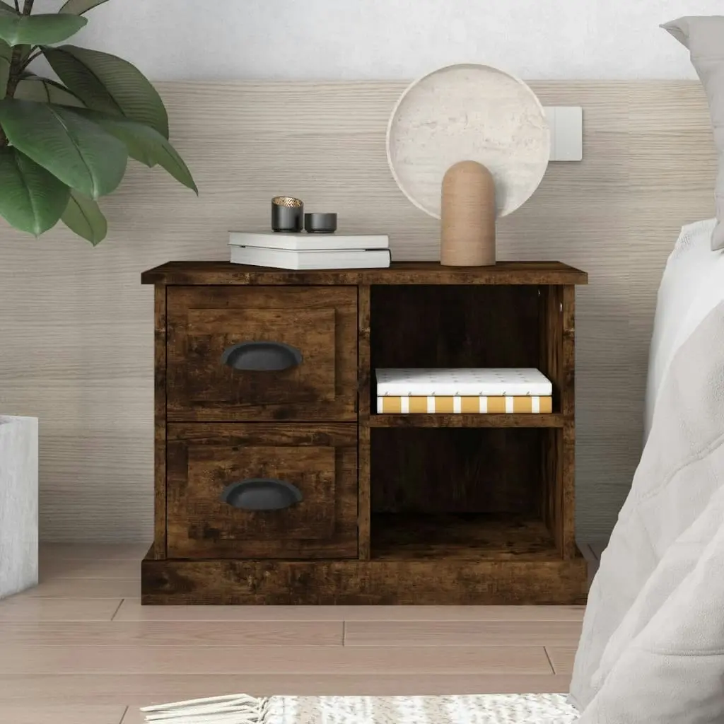 Bedside Cabinet Smoked Oak 60x35.5x45 cm 816373