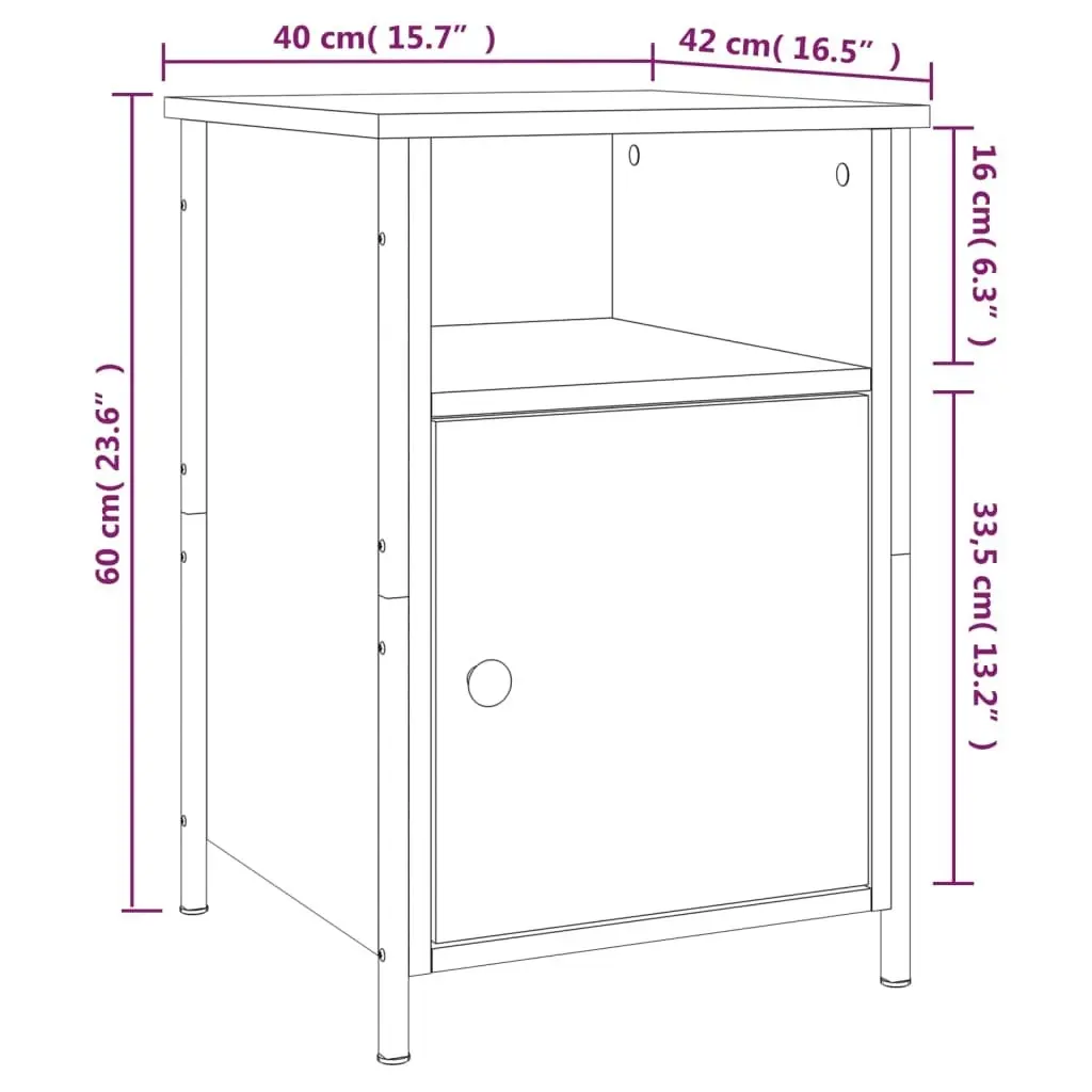 Bedside Cabinet Smoked Oak 40x42x60 cm Engineered Wood 825917