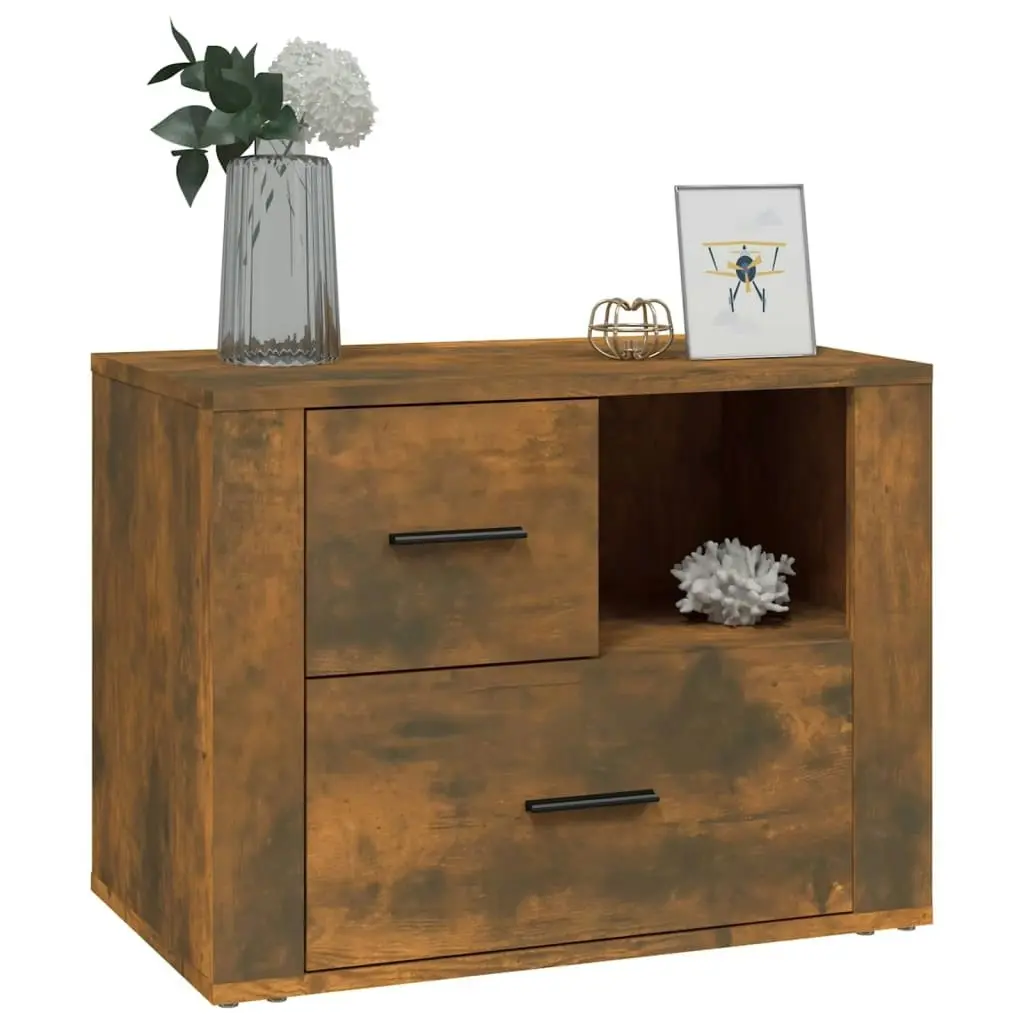 Bedside Cabinet Smoked Oak 60x36x45 cm Engineered Wood 816741