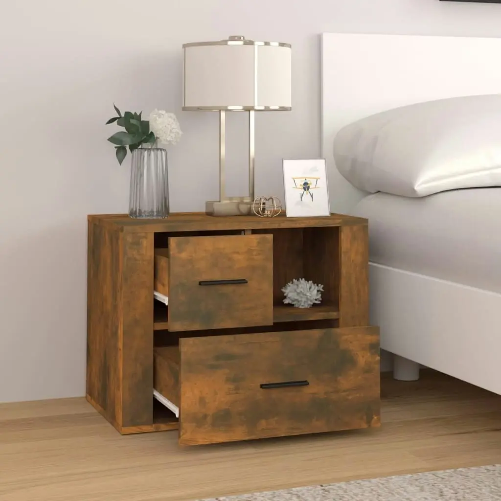 Bedside Cabinet Smoked Oak 60x36x45 cm Engineered Wood 816741