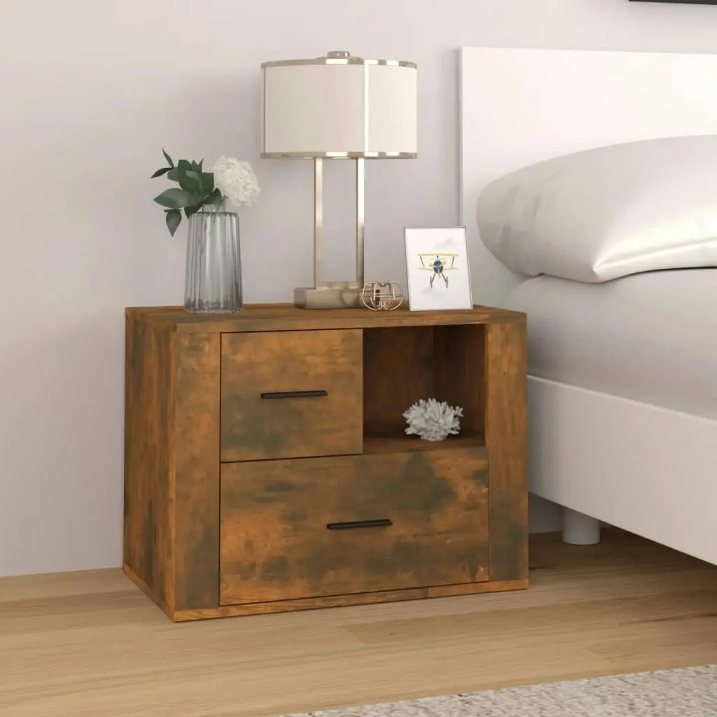 Bedside Cabinet Smoked Oak 60x36x45 cm Engineered Wood 816741