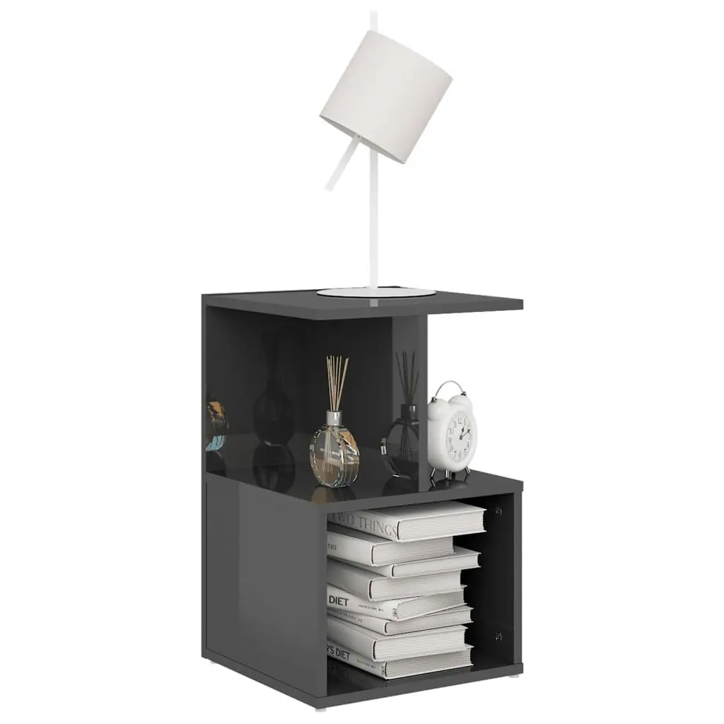 Bedside Cabinet High Gloss Grey 35x35x55 cm Engineered Wood 806362