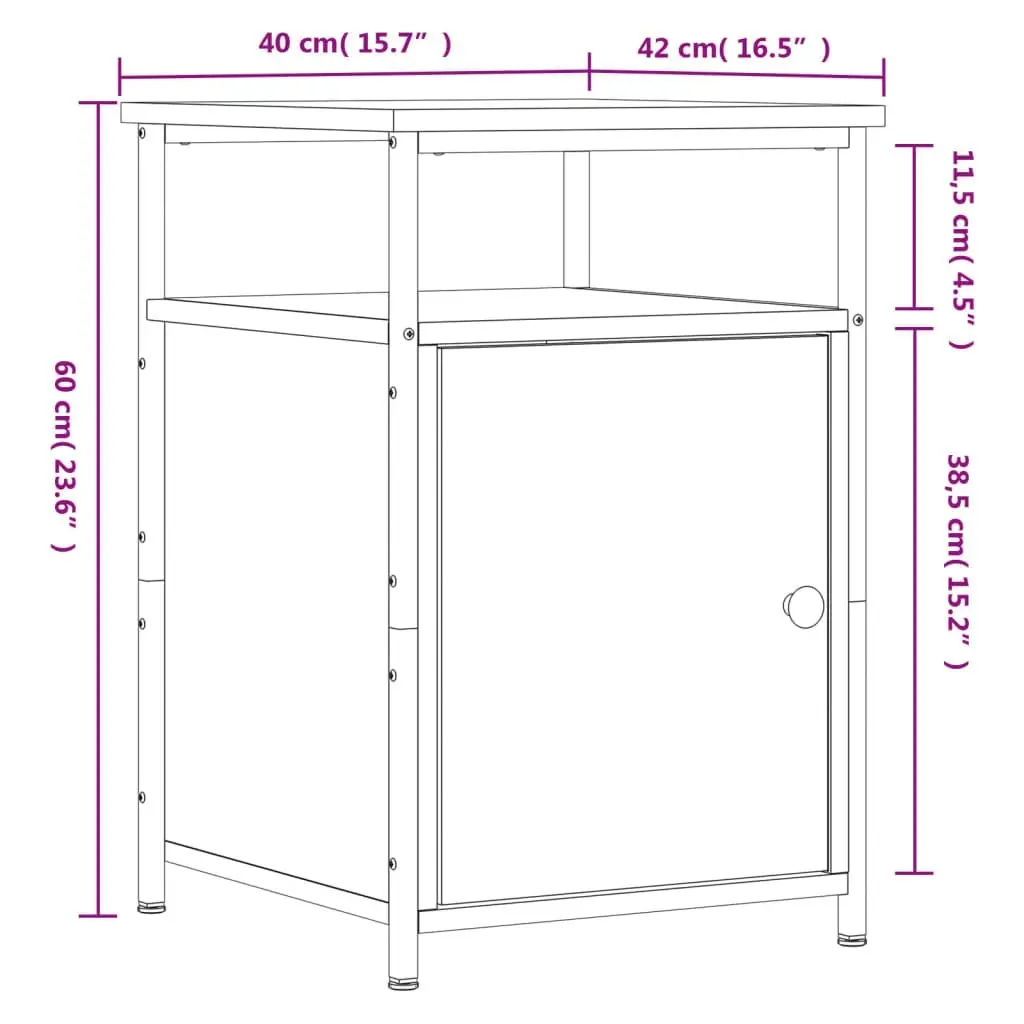 Bedside Cabinet Smoked Oak 40x42x60 cm Engineered Wood 826037