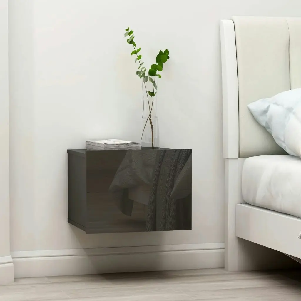 Bedside Cabinet High Gloss Grey 40x30x30 cm Engineered Wood 801069