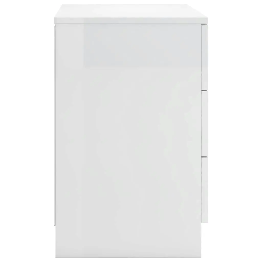 Bedside Cabinet High Gloss White 38x35x56 cm Engineered Wood 800462