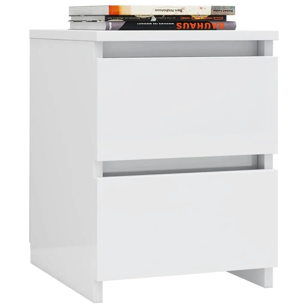 Bedside Cabinet High Gloss White 30x30x40 cm Engineered Wood 800525