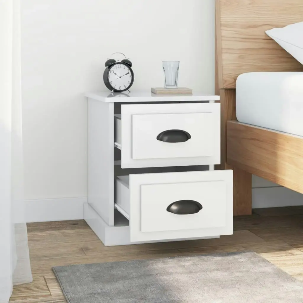 Bedside Cabinet High Gloss White 39x39x47.5 cm Engineered Wood 816148