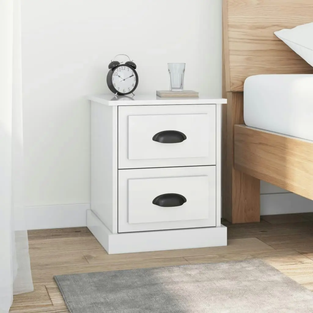 Bedside Cabinet High Gloss White 39x39x47.5 cm Engineered Wood 816148