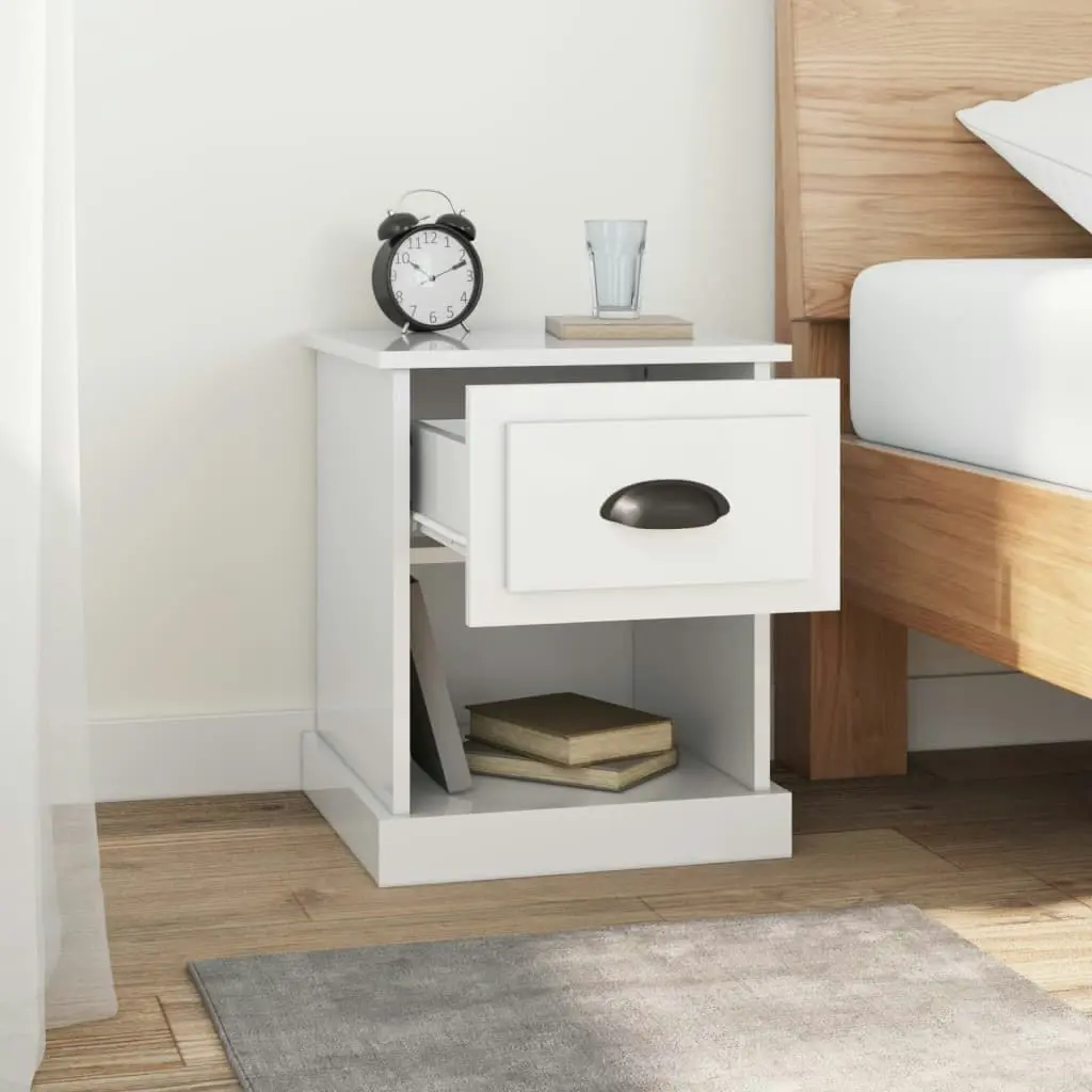 Bedside Cabinet High Gloss White 39x39x47.5 cm Engineered Wood 816132