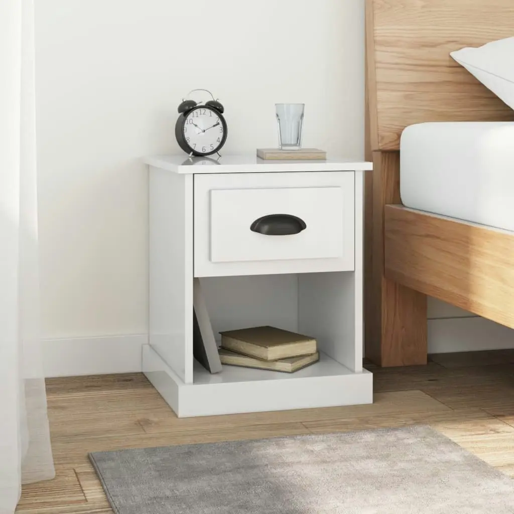 Bedside Cabinet High Gloss White 39x39x47.5 cm Engineered Wood 816132