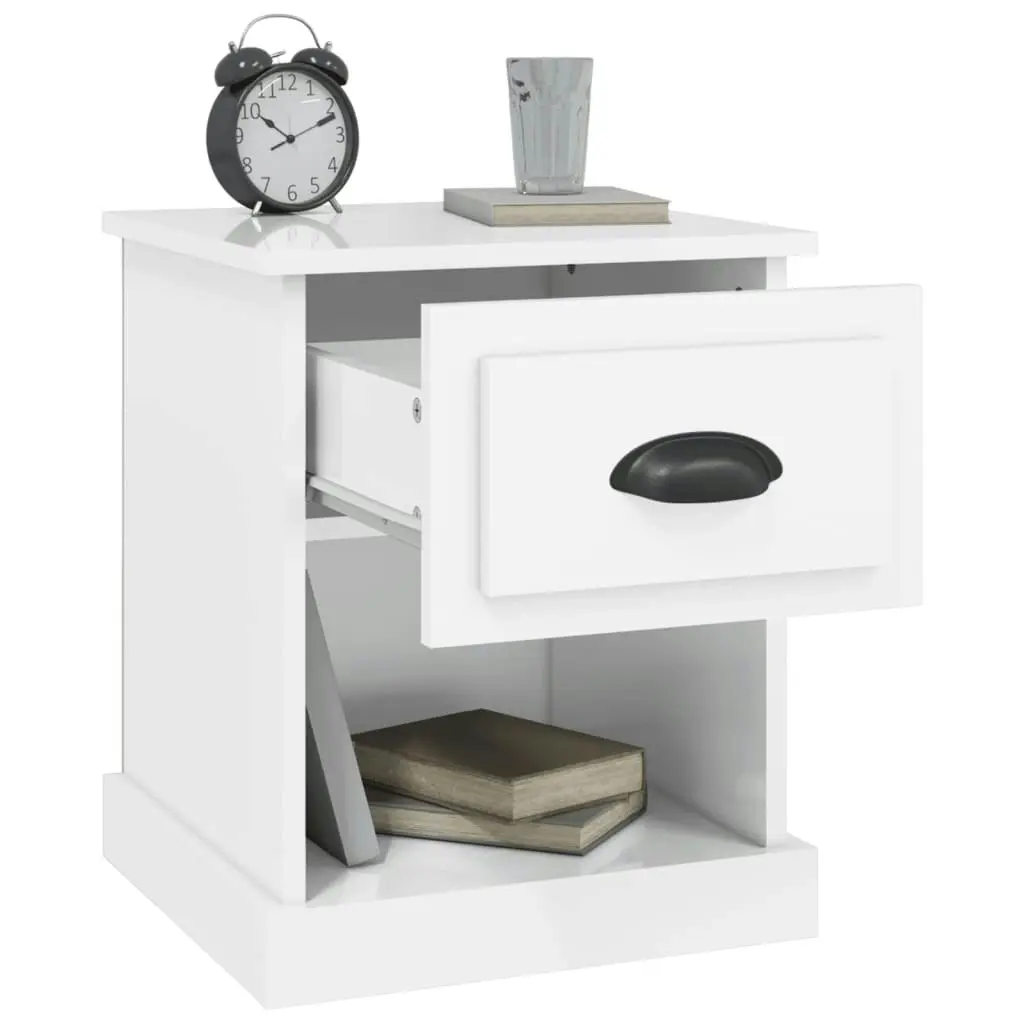 Bedside Cabinet High Gloss White 39x39x47.5 cm Engineered Wood 816132