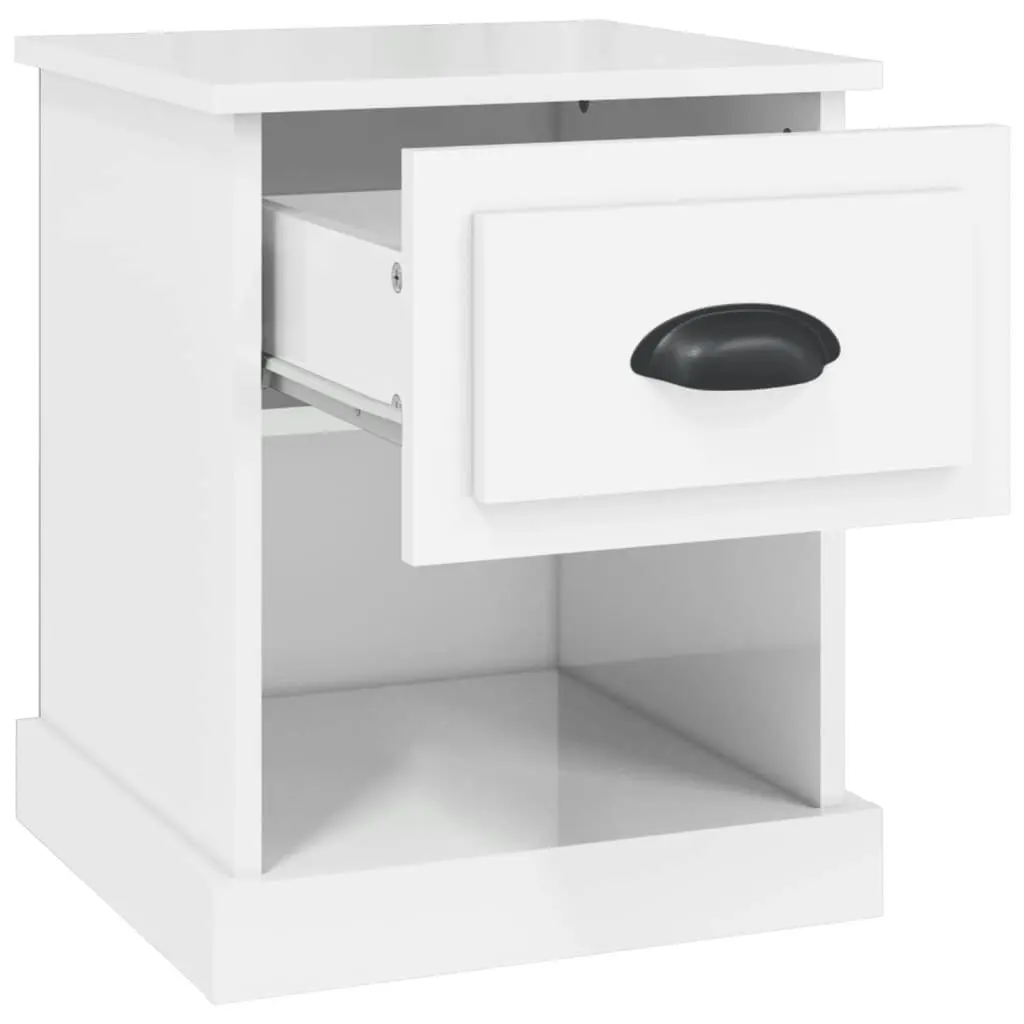 Bedside Cabinet High Gloss White 39x39x47.5 cm Engineered Wood 816132