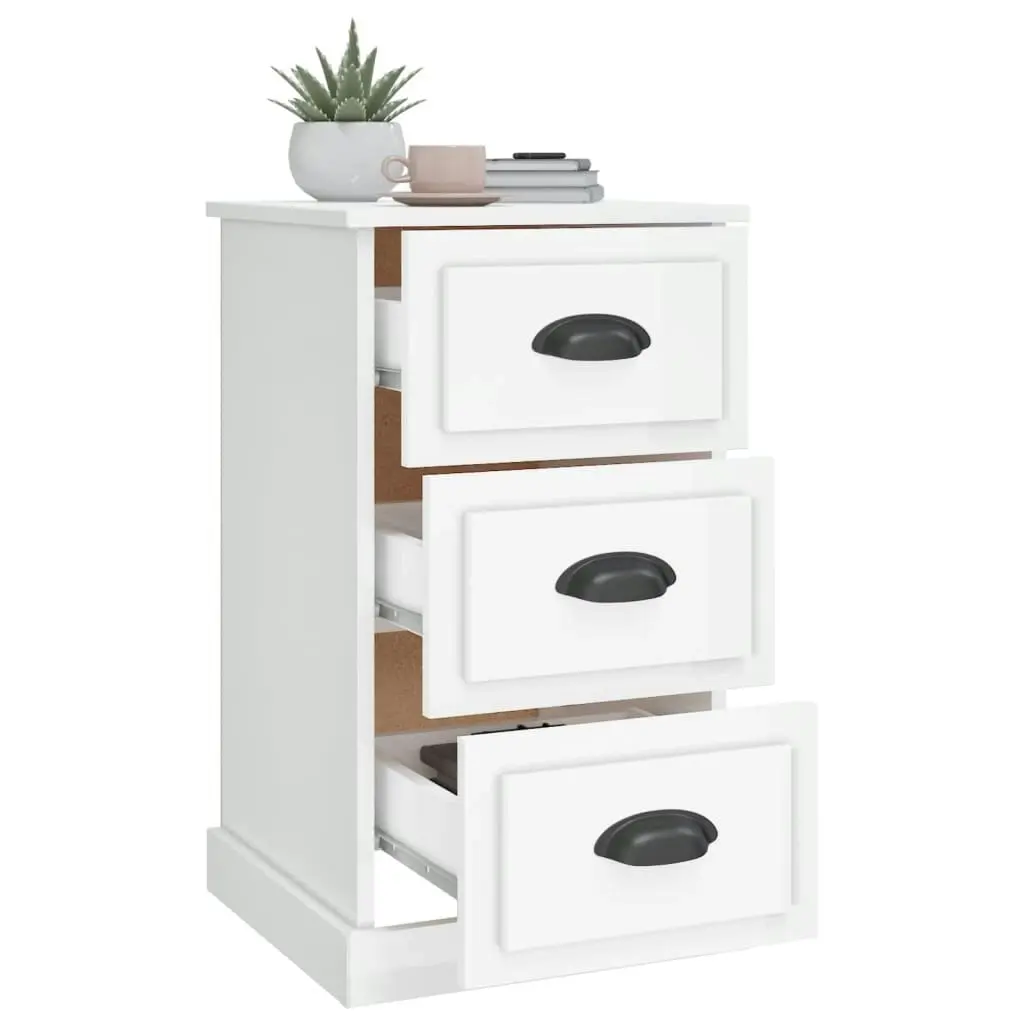 Bedside Cabinet High Gloss White 39x39x67 cm Engineered Wood 816162