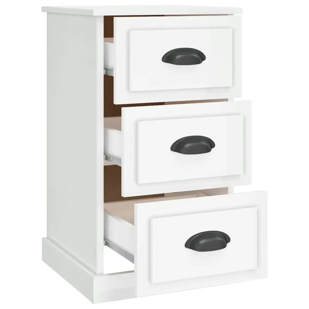 Bedside Cabinet High Gloss White 39x39x67 cm Engineered Wood 816162